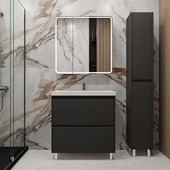 Stella Polare Зеркальный шкаф Анда 800х800/С R с Led-подсветкой – фотография-8